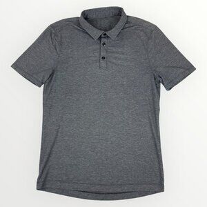 LULULEMON Mens Performance Stretch Short Sleeve Polo Shirt Grey Golf Travel Top